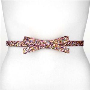 Kate Spade Pink Multi-Color Glitter Bow Belt - L